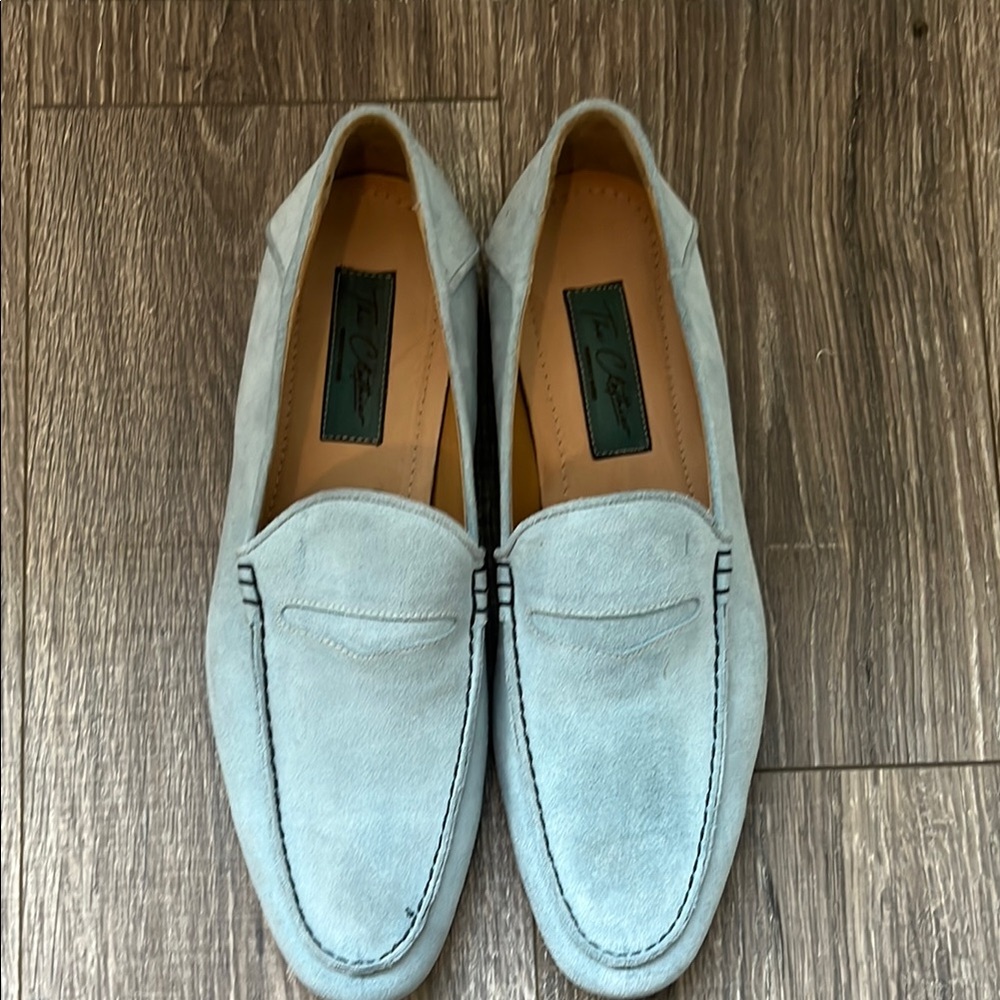 Custom Made Elegant Light Blue Suede Loafers